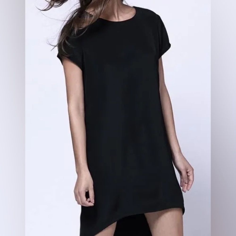 Cuyana Black 100% Silk Tee Dress
